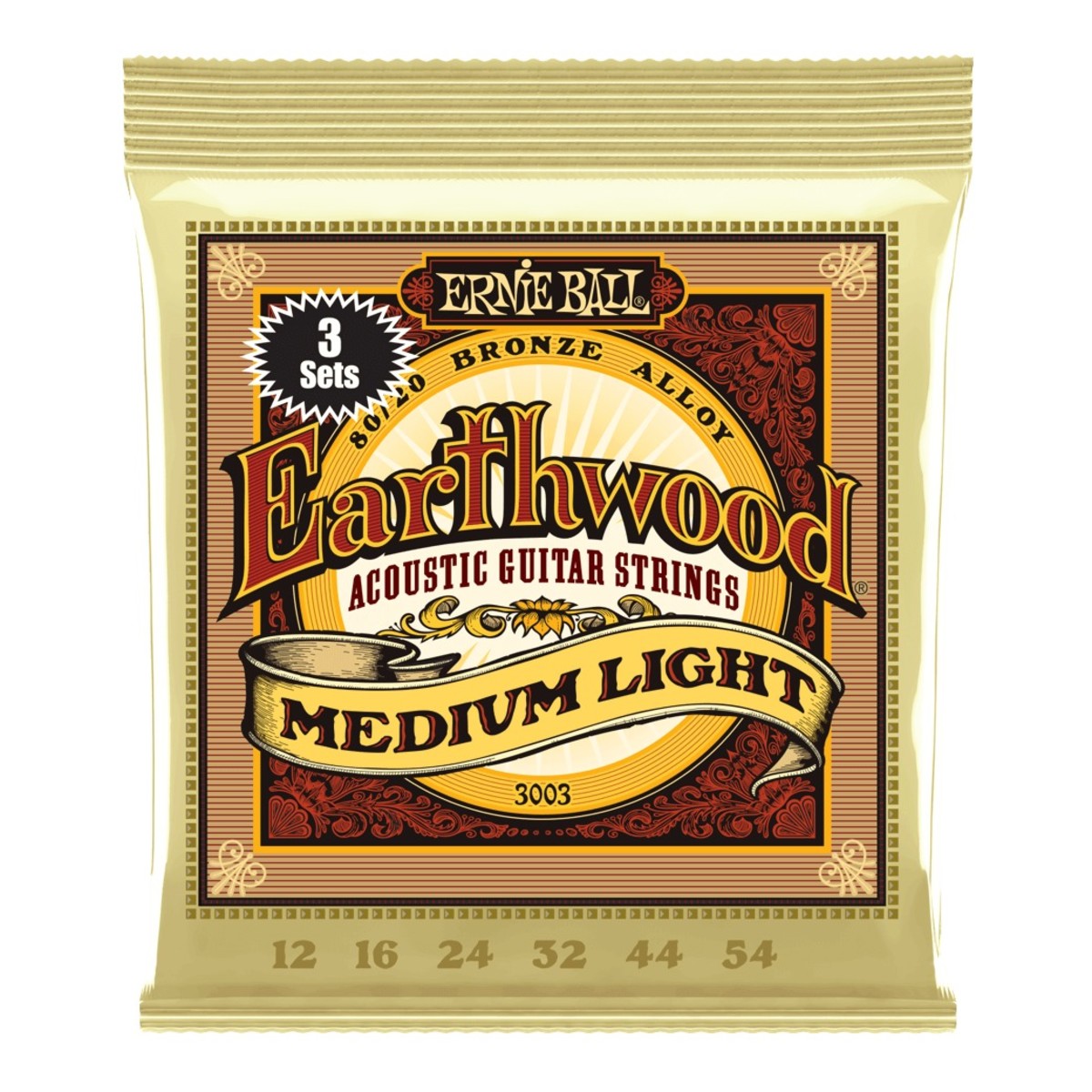 Ernie Ball 3003 Earthwood Medium - Light (3 Set Pack) 12-54 - Image 1