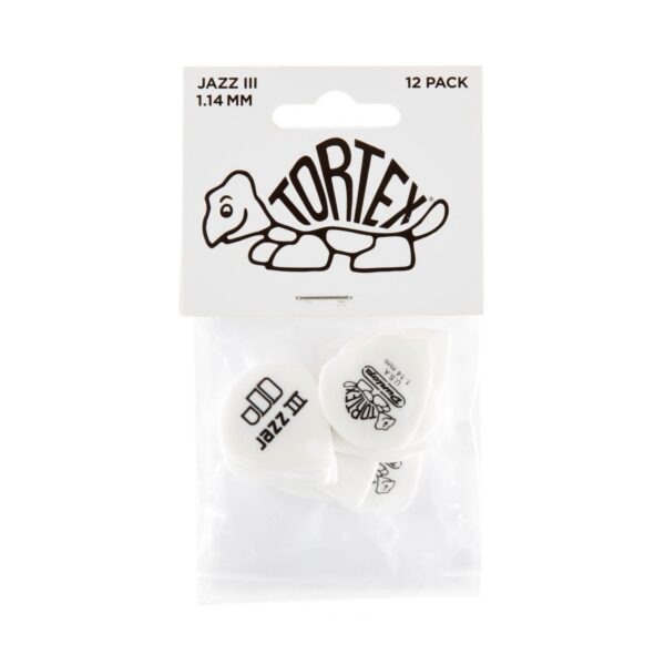 Dunlop Tortex White Jazz III 1.14mm 12 Pick Pack - Image 3