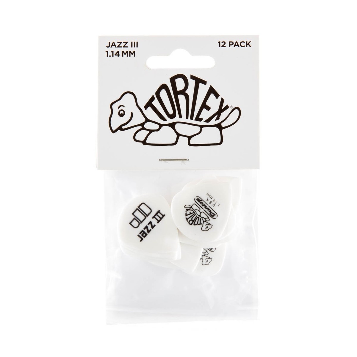 Dunlop Tortex White Jazz III 1.14mm 12 Pick Pack - Image 3