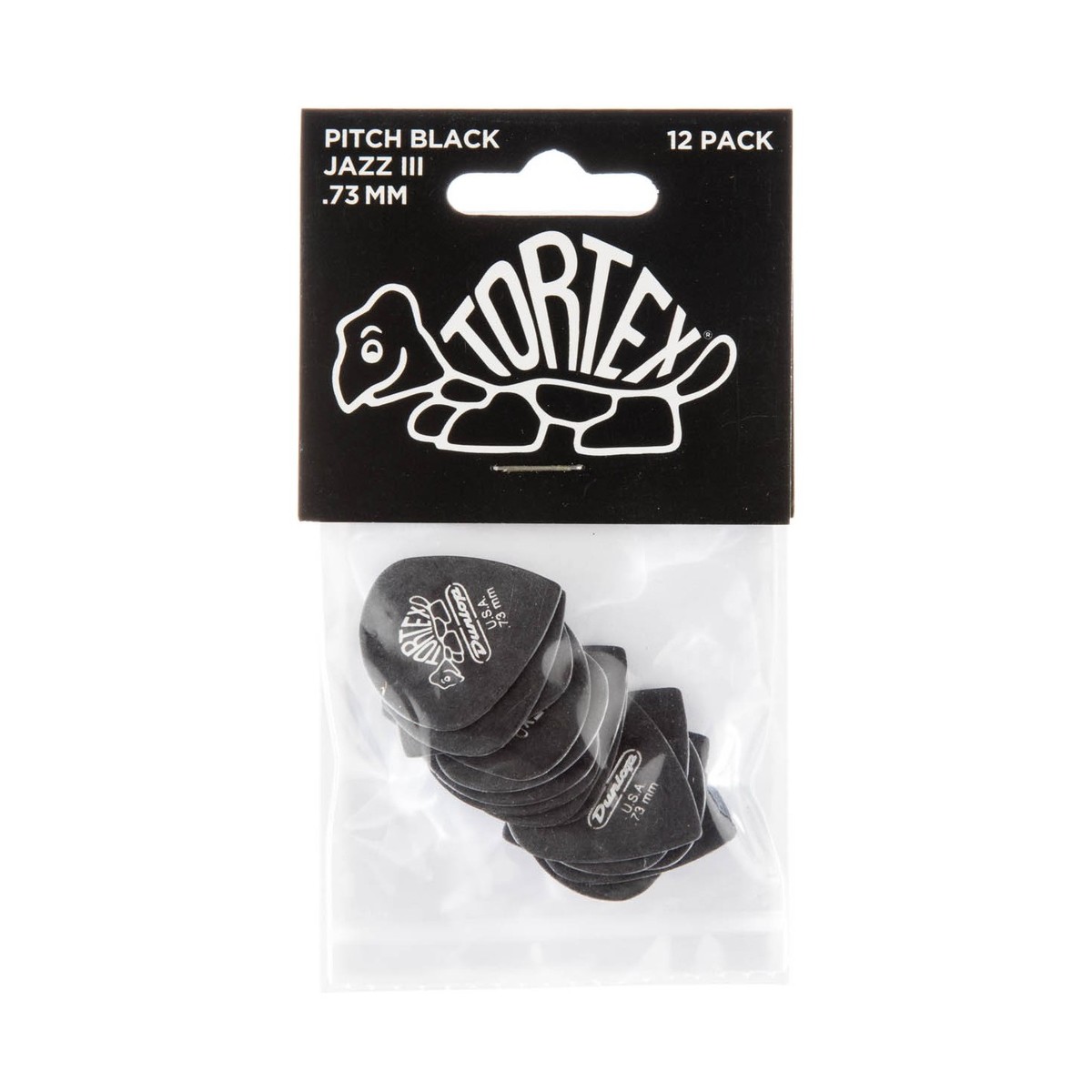 Dunlop Tortex Pitch Black Jazz III 0.73mm 12 Pick Pack - Image 3