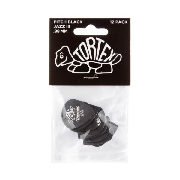 Dunlop Tortex Pitch Black Jazz III .88mm 12 Pick Pack - Image 2