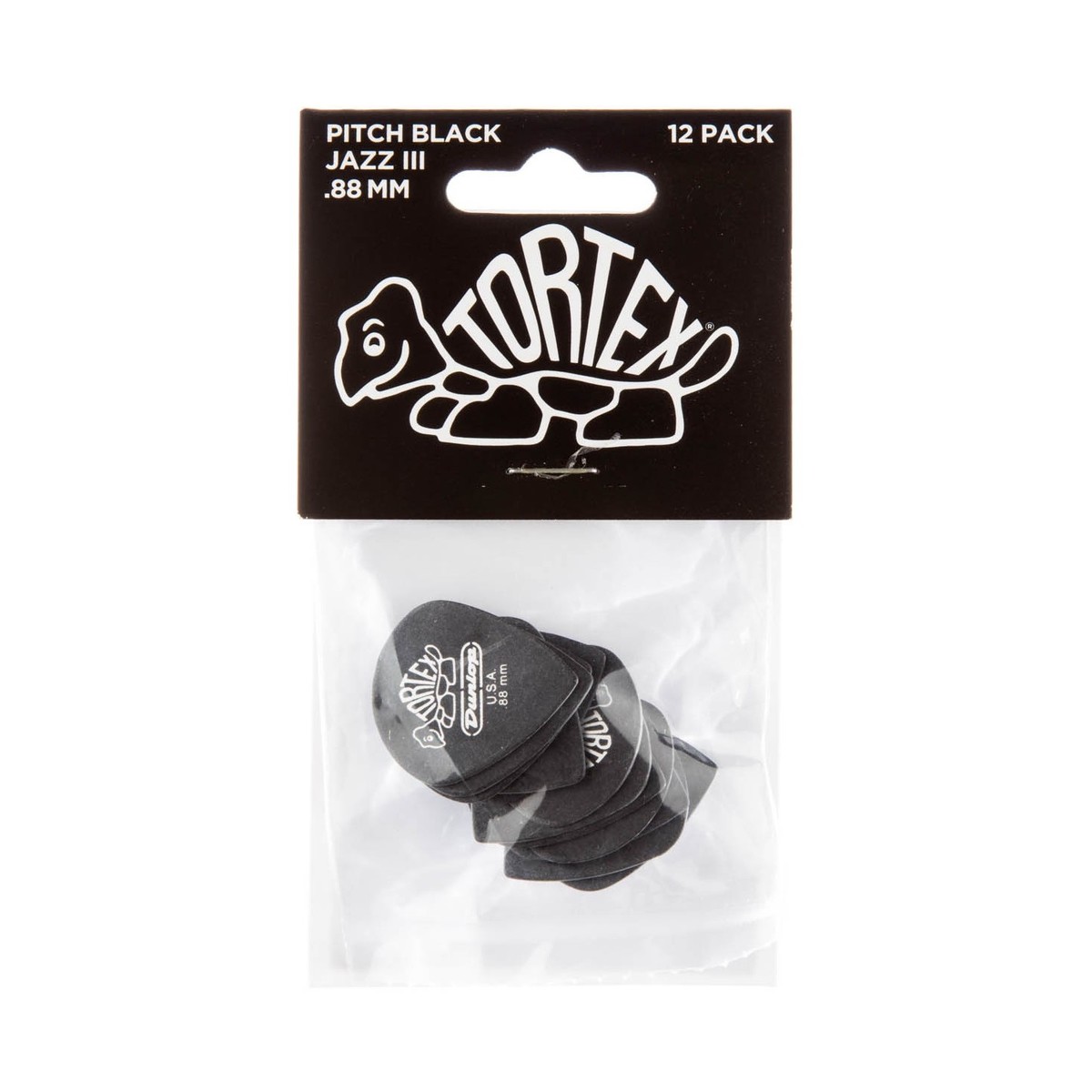 Dunlop Tortex Pitch Black Jazz III .88mm 12 Pick Pack - Image 2