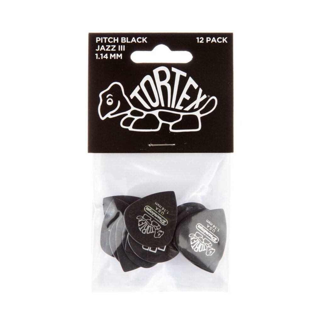 Dunlop Tortex Pitch Black Jazz III 1.14mm 12 Pick Pack
