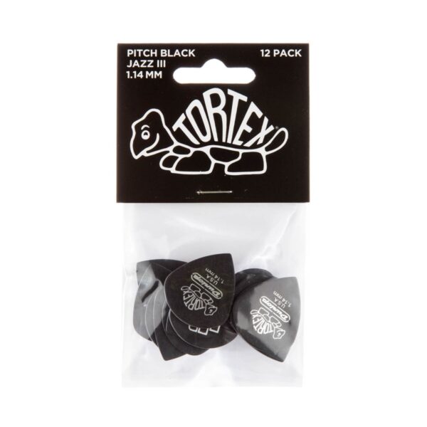 Dunlop Tortex Pitch Black Jazz III 1.14mm 12 Pick Pack - Image 3