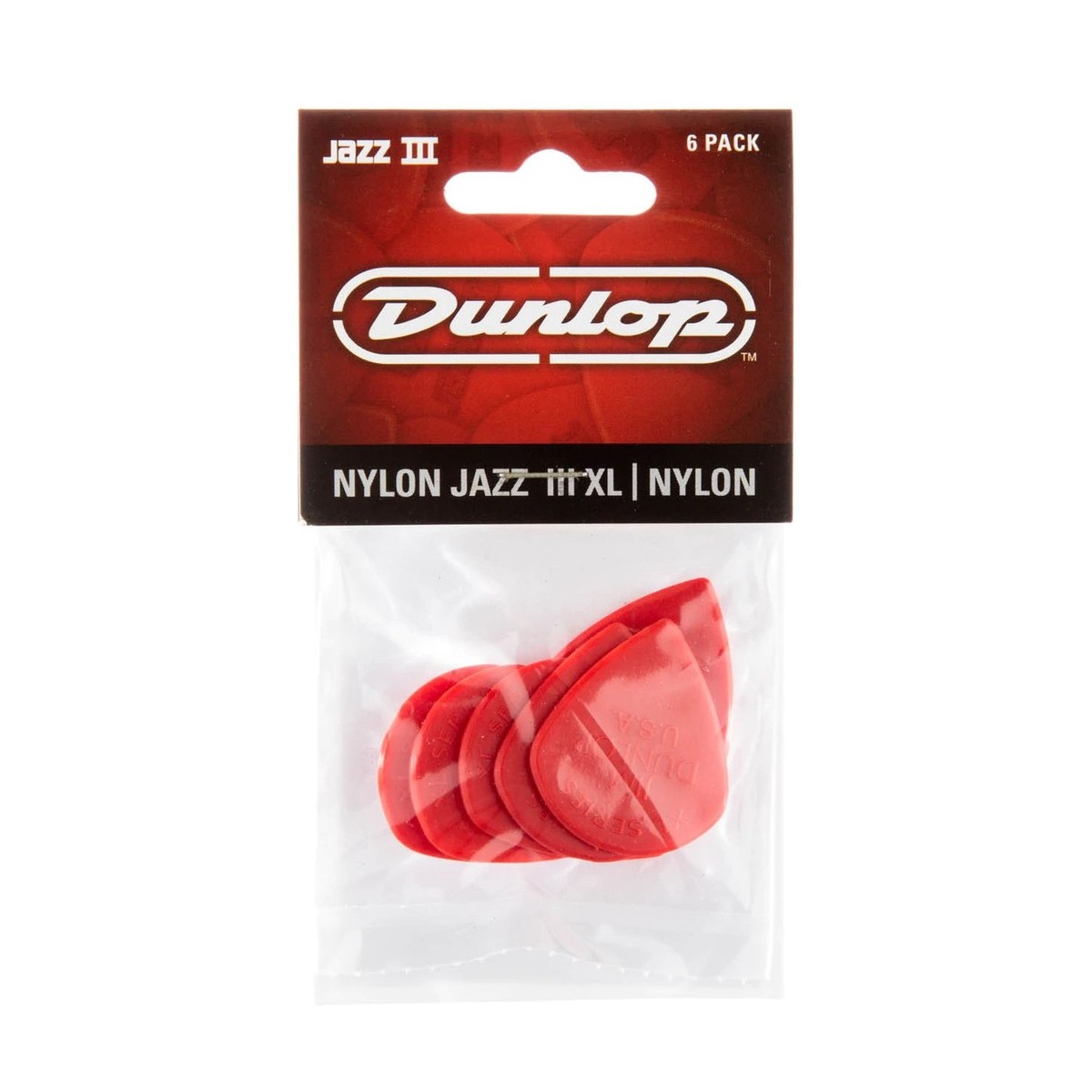 Dunlop JD-47PXLN Nylon Jazz III XL Red 1.38mm 6 Pack - Image 3