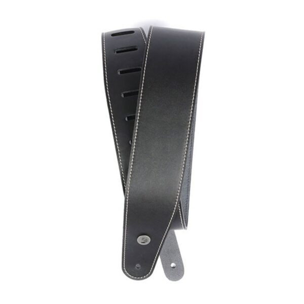 DAddario 25LS00-DX Classic Leather Strap with Contrast Stitch Black - Image 1