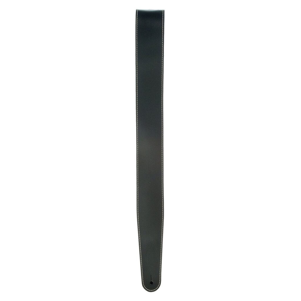 DAddario 25LS00-DX Classic Leather Strap with Contrast Stitch Black