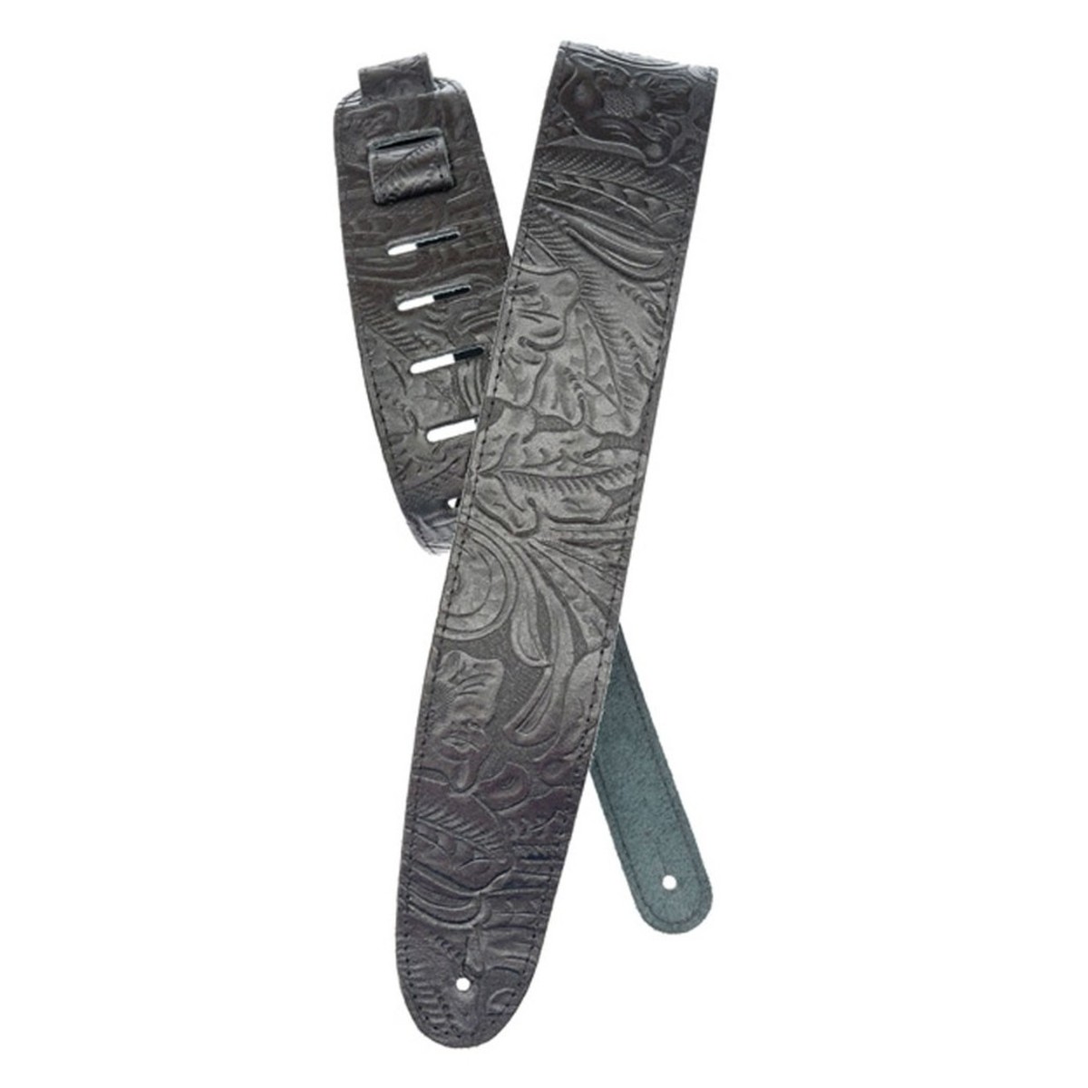 DAddario 25LE00 Embossed Leather Guitar Strap Black - Image 1