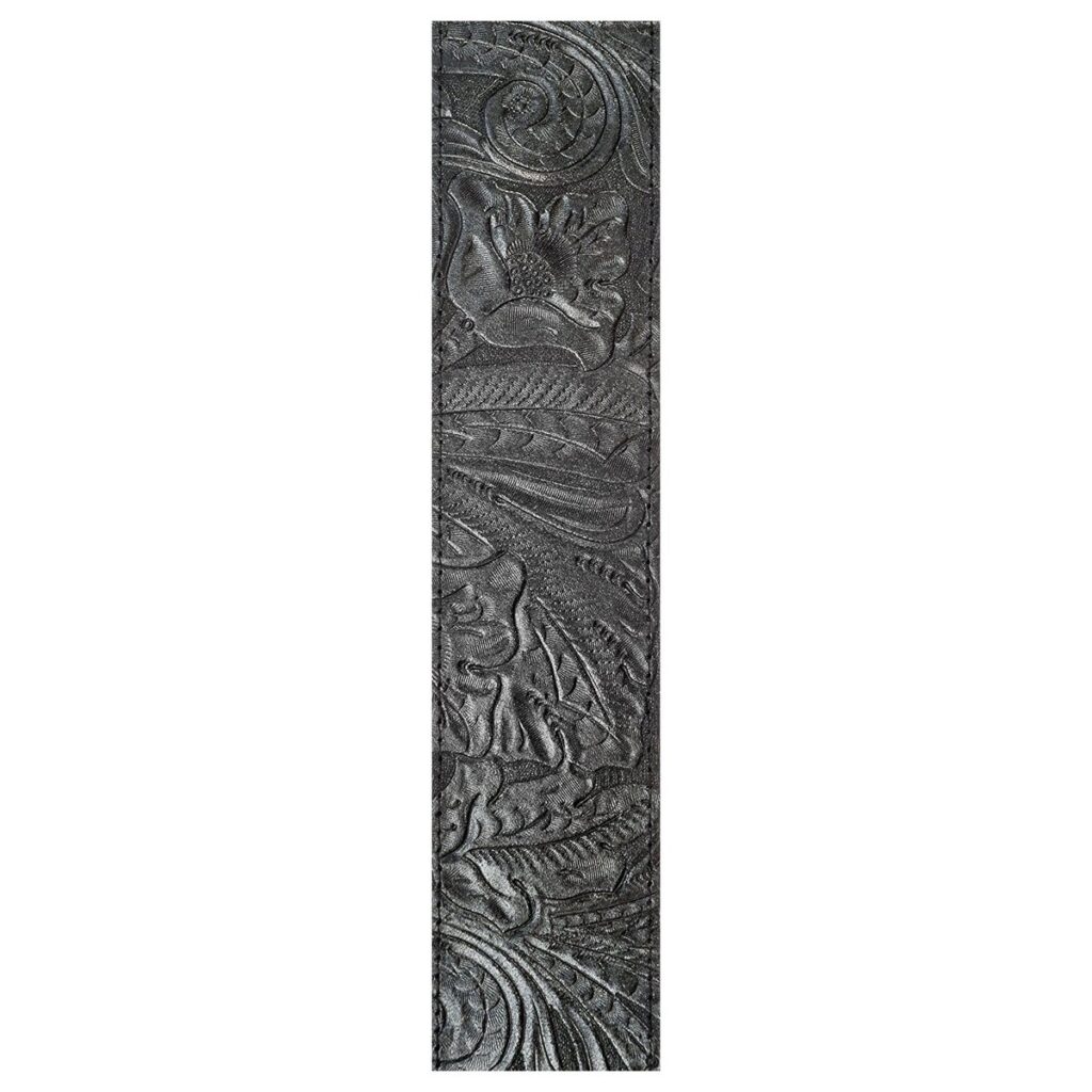DAddario 25LE00 Embossed Leather Guitar Strap Black