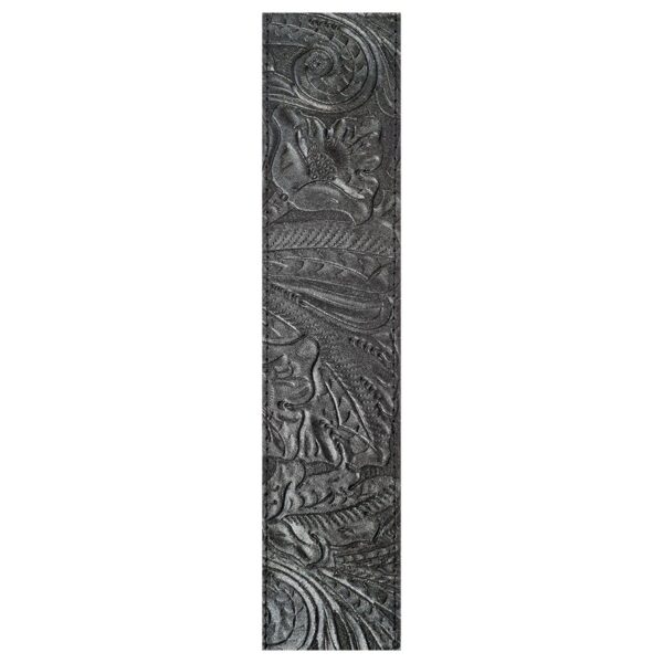 DAddario 25LE00 Embossed Leather Guitar Strap Black - Image 2