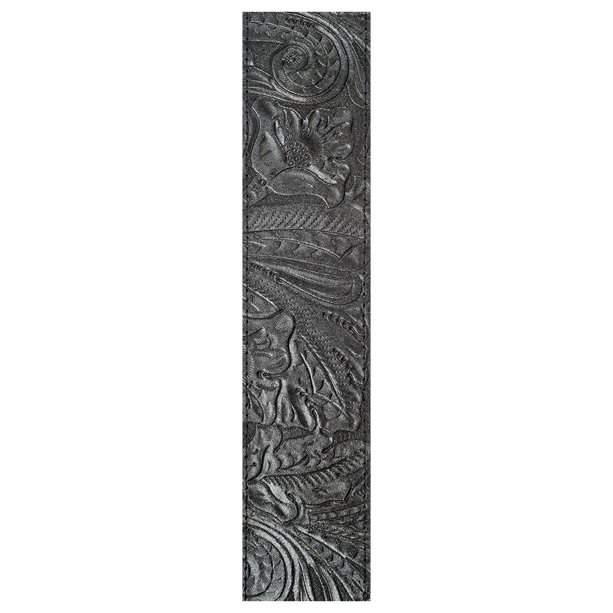 DAddario 25LE00 Embossed Leather Guitar Strap Black - Image 2