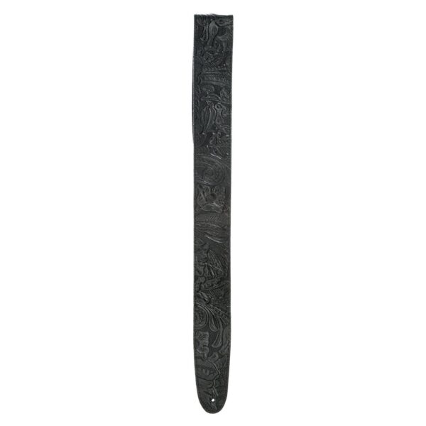 DAddario 25LE00 Embossed Leather Guitar Strap Black - Image 3