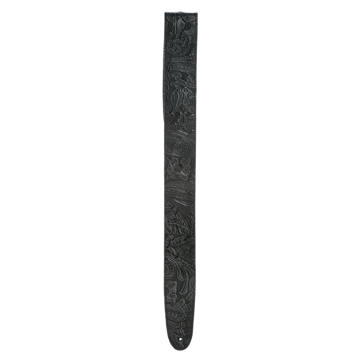 DAddario 25LE00 Embossed Leather Guitar Strap Black - Image 3