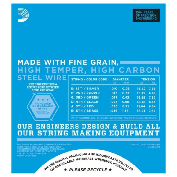 DAddario ESXL110 Double Ball End for Steinberger Guitars 10-46 - Image 3