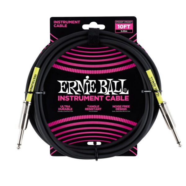 Ernie Ball P06048 10ft Straight-Straight Instrument Cable Black - Image 1
