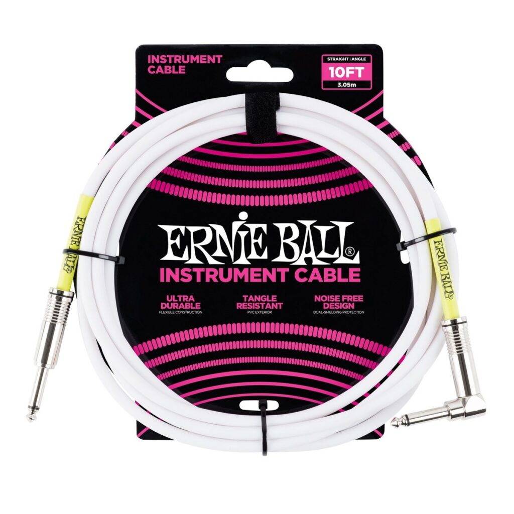 Ernie Ball P06049 10ft Straight-Angle Instrument Cable White
