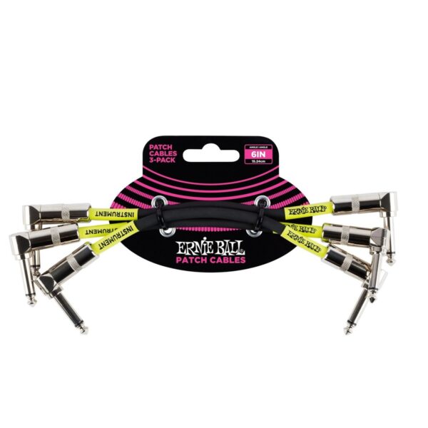 Ernie Ball P06050 6" Patch Cable 3 Pack Black - Image 1