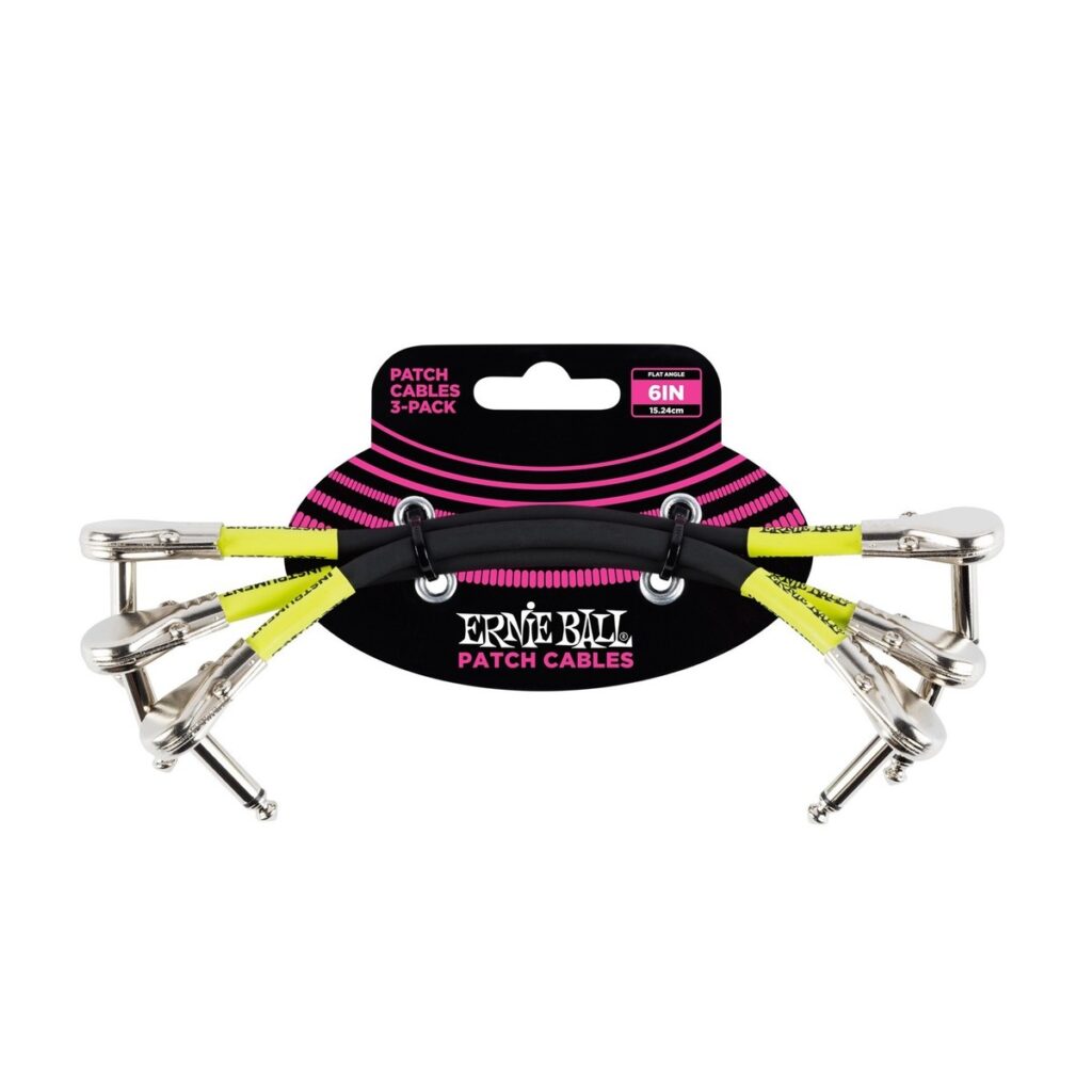 Ernie Ball P06059 6" Pancake Patch Cable 3 Pack Black