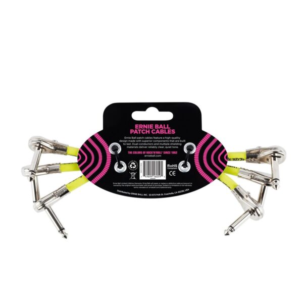 Ernie Ball P06059 6" Pancake Patch Cable 3 Pack Black - Image 2