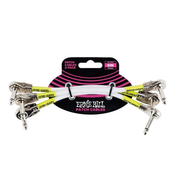 Ernie Ball P06052 6" Pancake Patch Cable 3 Pack White - Image 1