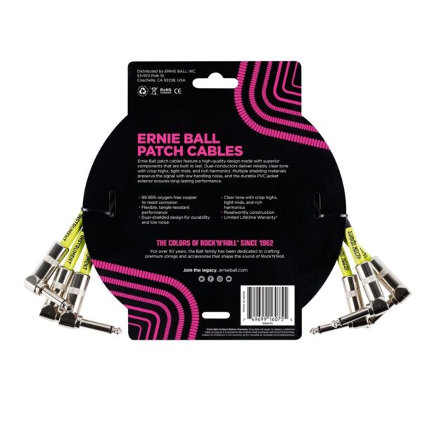 Ernie Ball P06075 1ft Patch Cable 3 Pack Black - Image 2