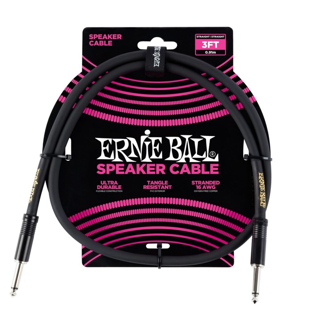 Ernie Ball P06071 3ft Straight-Straight Speaker Cable Black
