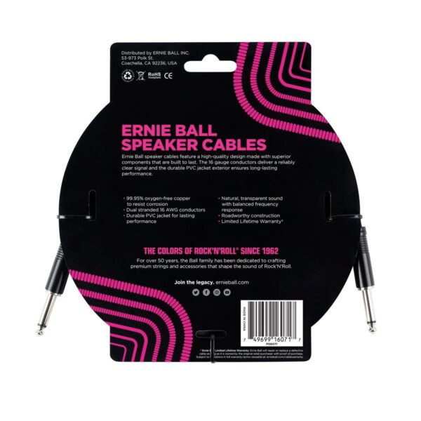 Ernie Ball P06071 3ft Straight-Straight Speaker Cable Black - Image 2