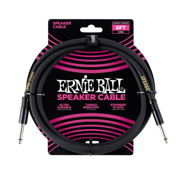 Ernie Ball P06072 6ft Straight-Straight Speaker Cable Black - Image 1