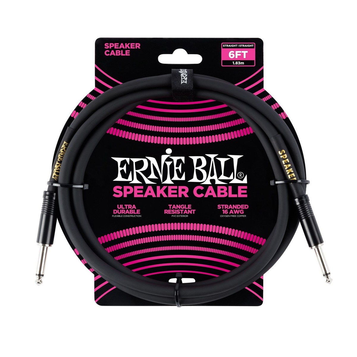 Ernie Ball P06072 6ft Straight-Straight Speaker Cable Black - Image 1
