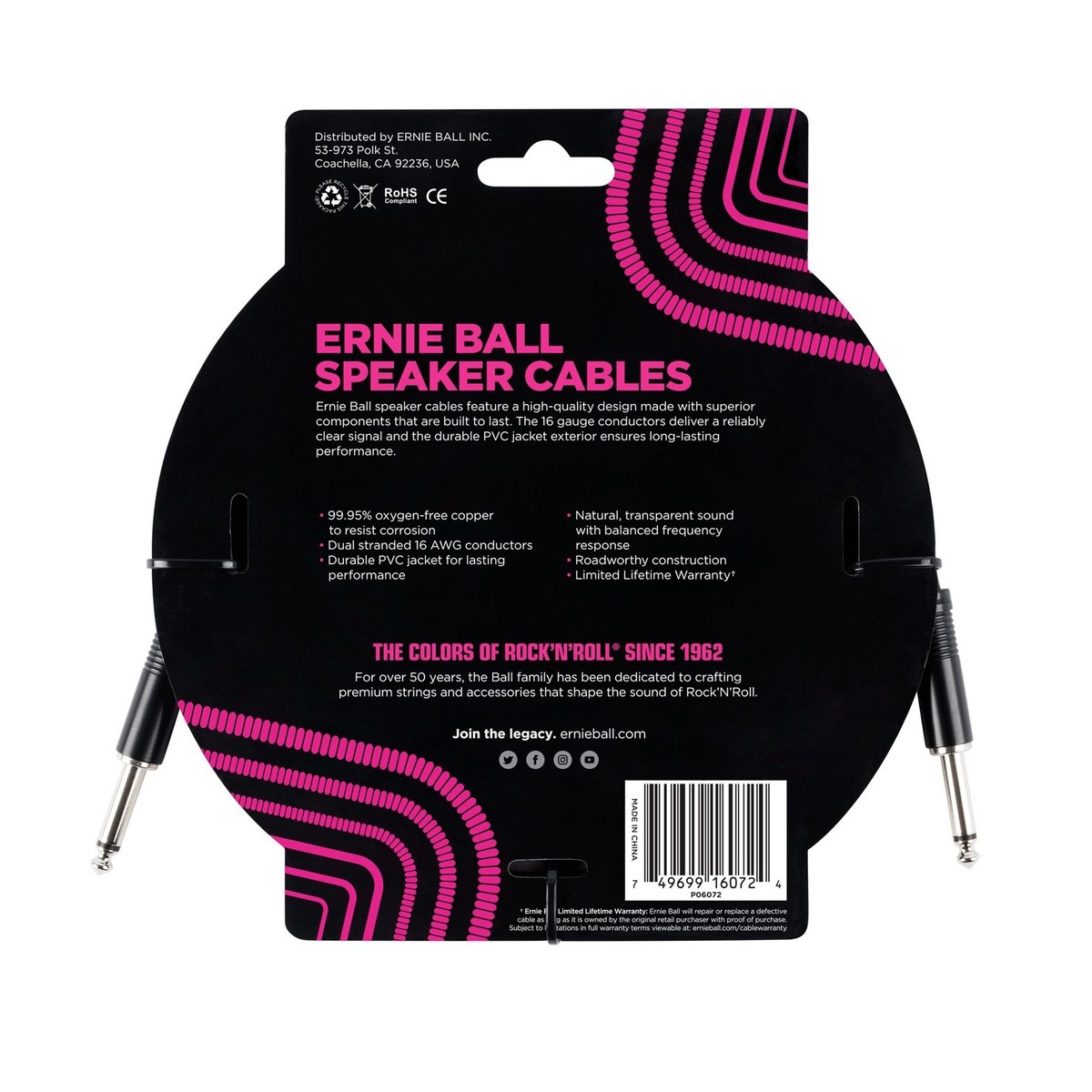 Ernie Ball P06072 6ft Straight-Straight Speaker Cable Black - Image 2