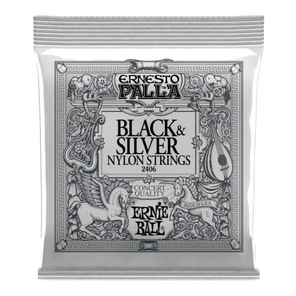 Ernie Ball 2406 Ernesto Palla Nylon Black & Silver Set 28-48 - Image 1