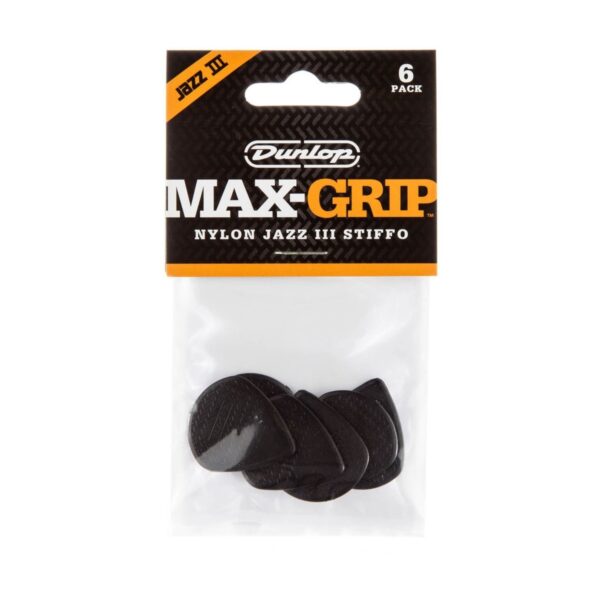 Dunlop JD-471P3S Nylon Max-Grip Jazz III Black Stiffo 1.38mm 6 Pack - Image 3