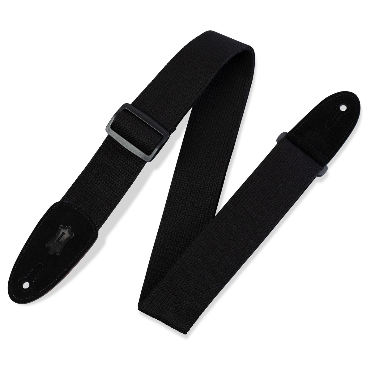 Levys MC8-BLK 2" Cotton Guitar Strap w/ Leather Ends Black - Image 1
