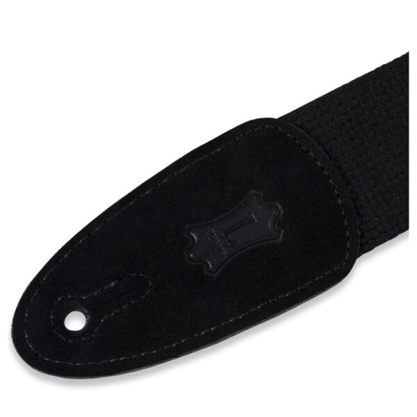 Levys MC8-BLK 2" Cotton Guitar Strap w/ Leather Ends Black - Image 2
