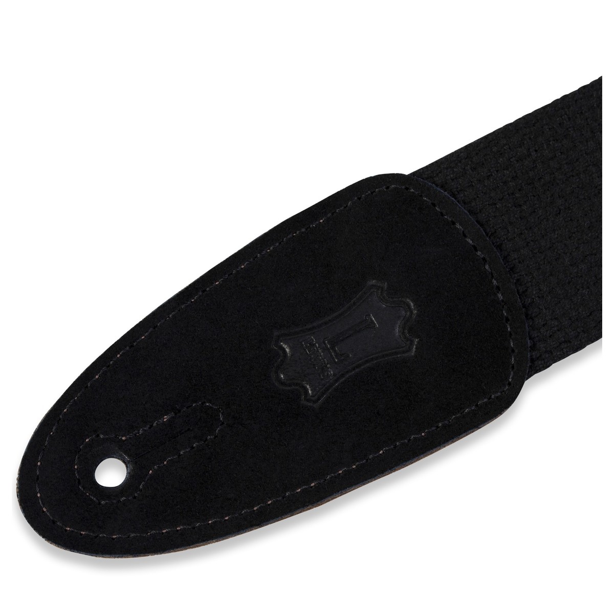 Levys MC8-BLK 2" Cotton Guitar Strap w/ Leather Ends Black - Image 2