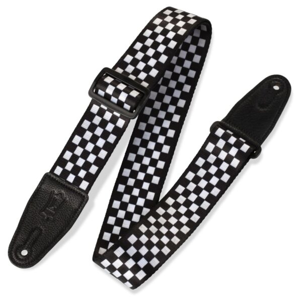 Levys MP-28 2" Polyester Guitar Strap Black/White Chequered - Image 1