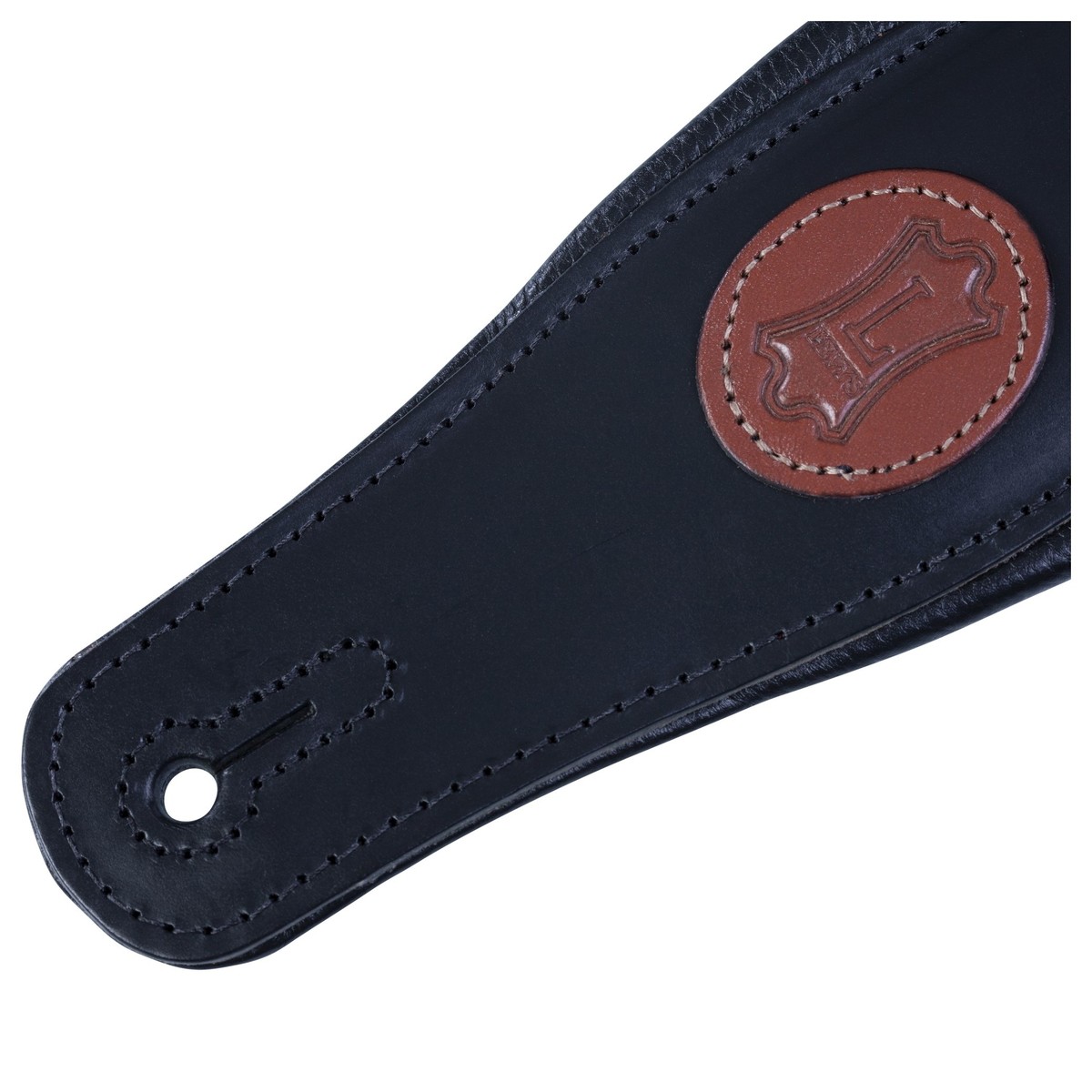 Levys 3" Vegetarian Tan Leather Guitar Strap Black - Image 3