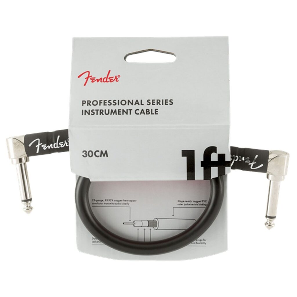 Fender Professional 1ft Angle Instrument Cable Black