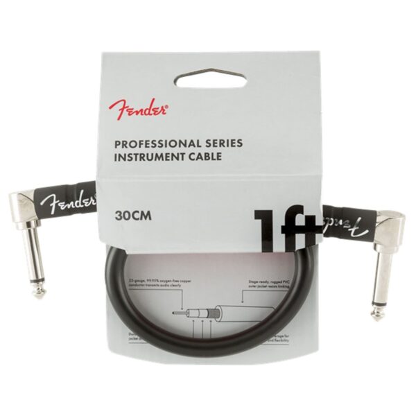 Fender Professional 1ft Angle Instrument Cable Black - Image 1