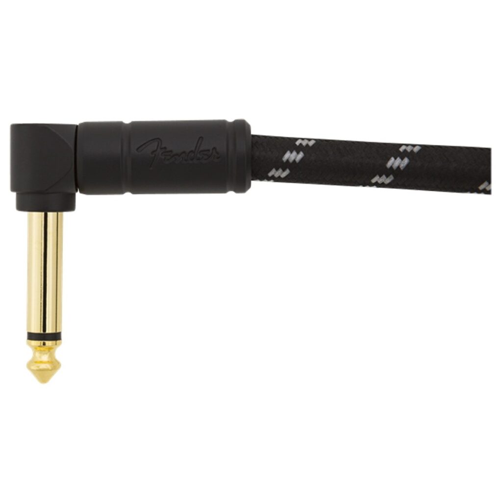 Fender Deluxe 30cm/1ft Angle Instrument Cable Black Tweed