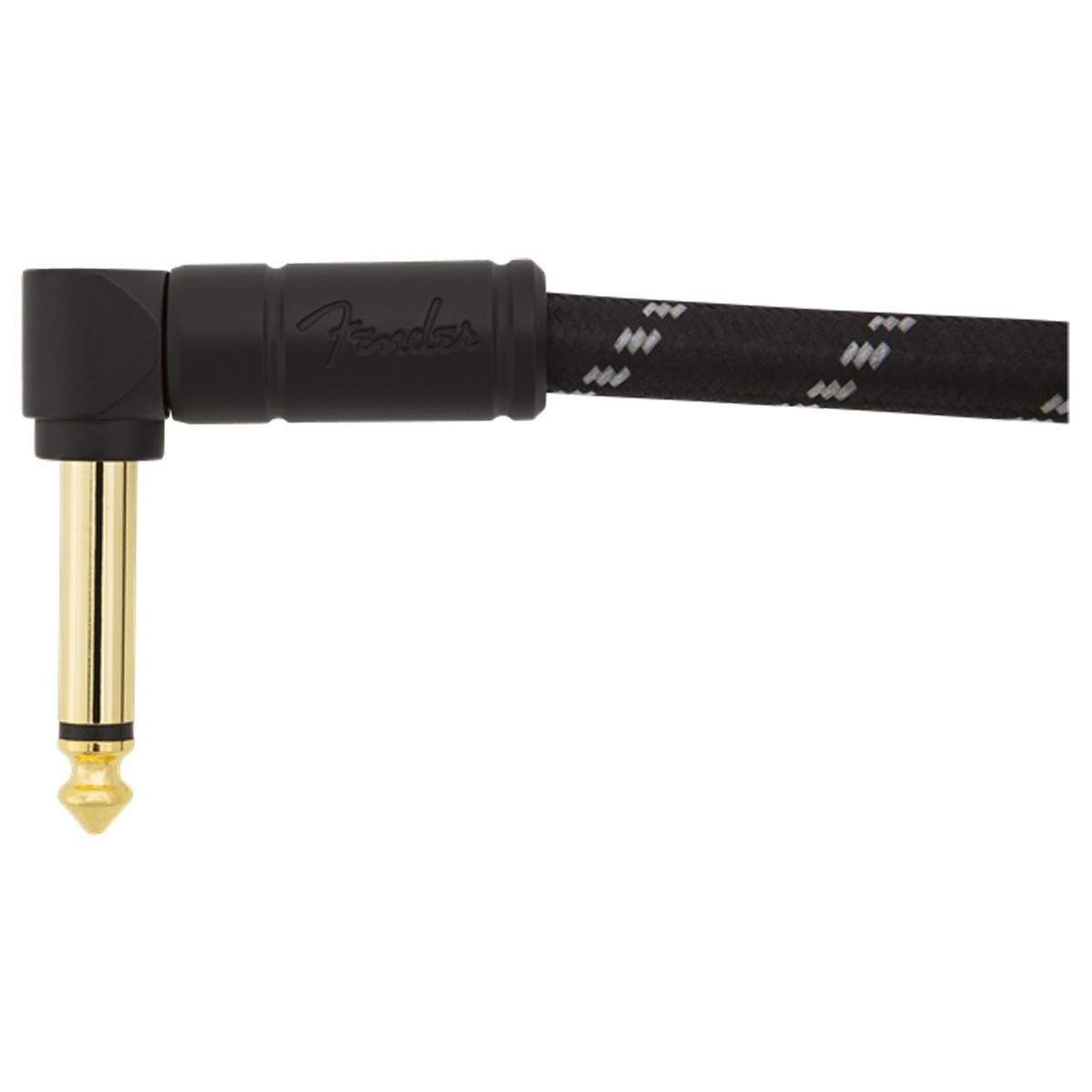 Fender Deluxe 30cm/1ft Angle Instrument Cable Black Tweed - Image 2