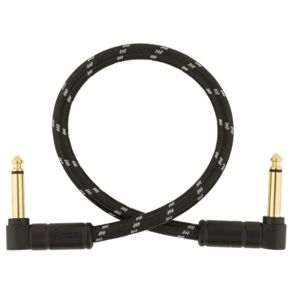 Fender Deluxe 30cm/1ft Angle Instrument Cable Black Tweed - Image 3