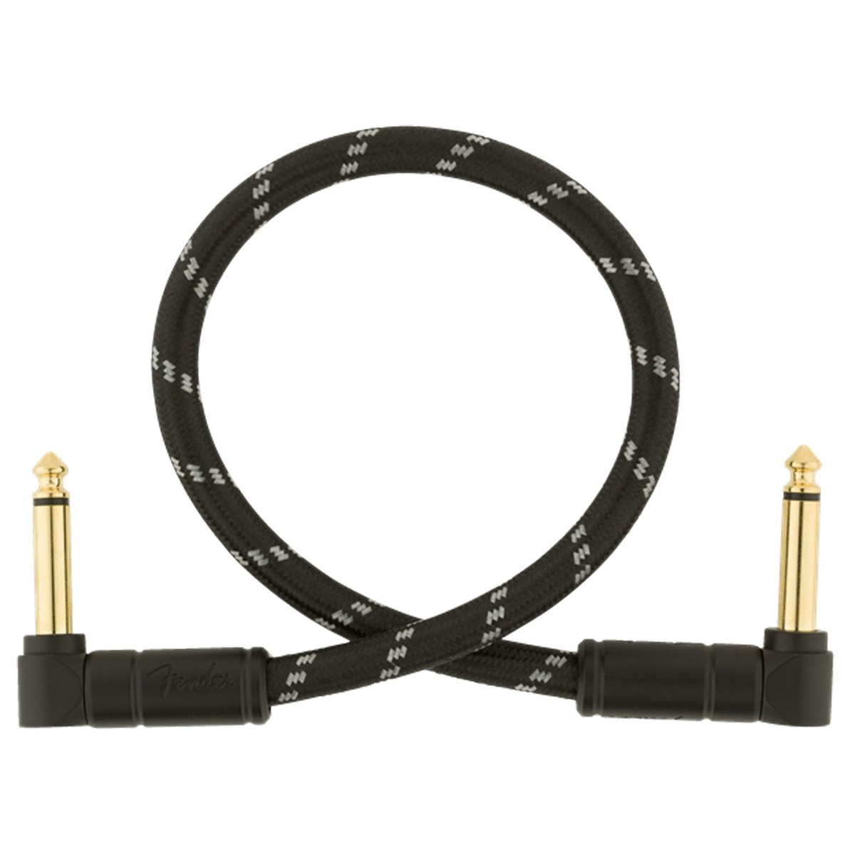 Fender Deluxe 30cm/1ft Angle Instrument Cable Black Tweed - Image 3