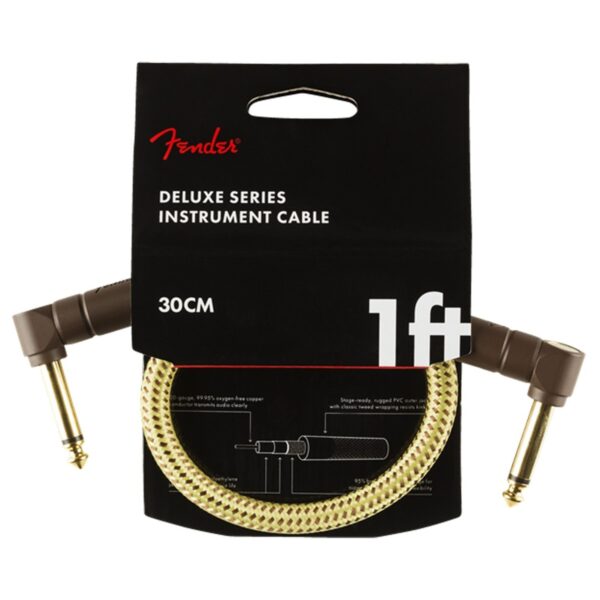 Fender Deluxe 30CM/1ft Angle Instrument Cable Tweed - Image 1
