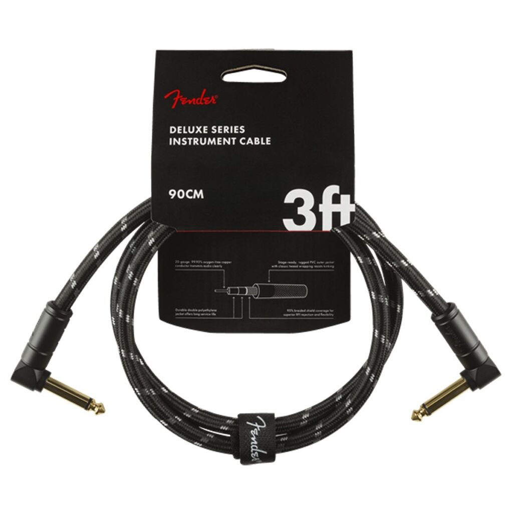 Fender Deluxe 3ft Angle Instrument Cable Black Tweed