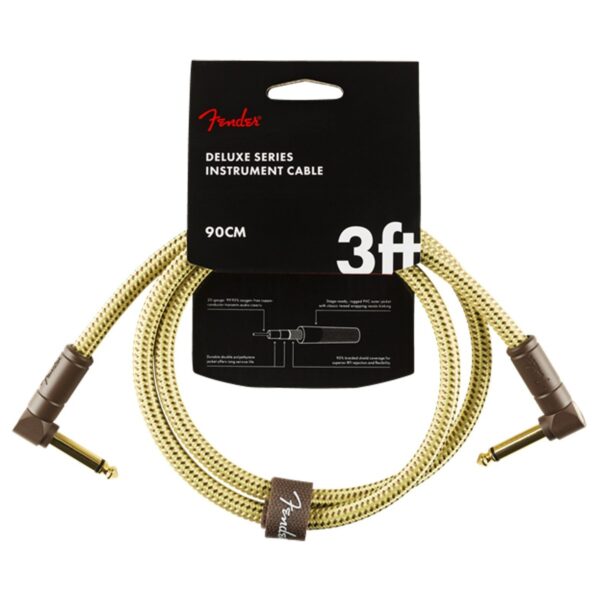 Fender Deluxe 3ft Angle Instrument Cable Tweed - Image 1