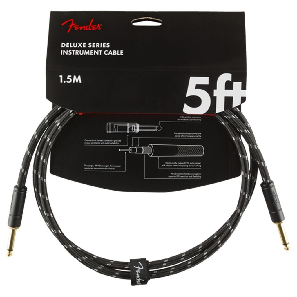 Fender Deluxe 5ft Straight Instrument Cable Black Tweed
