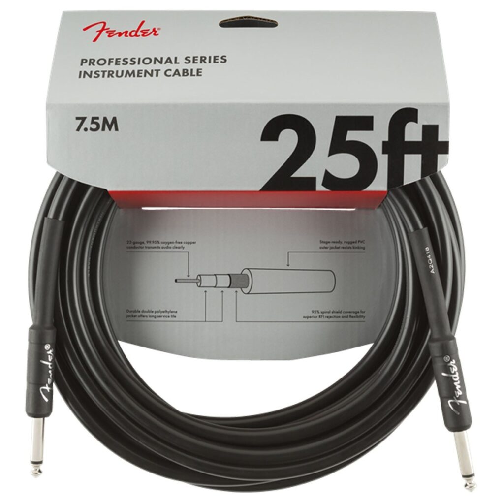 Fender Professional 7.5M/25ft Straight Instrument Cable Black