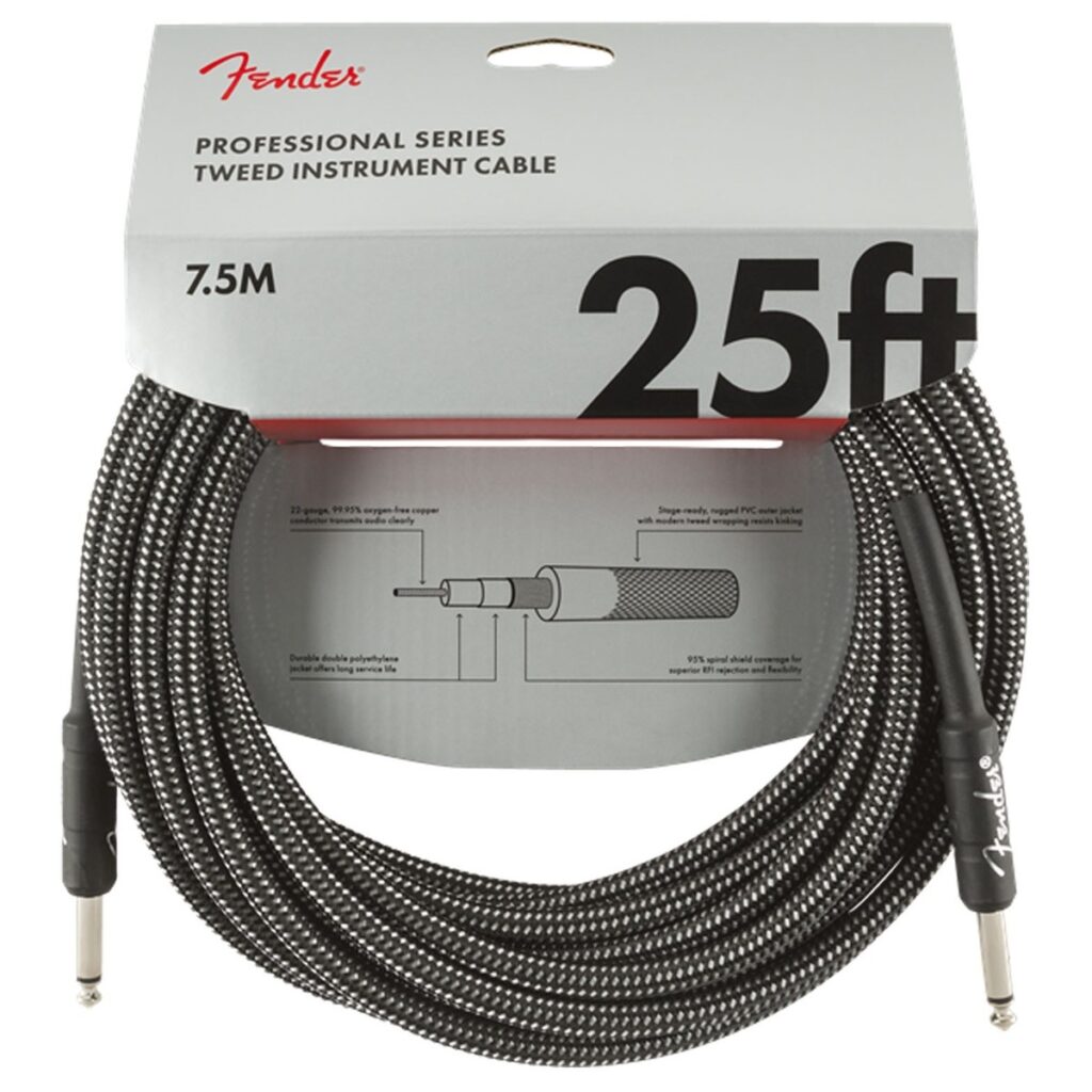 Fender Professional Series 7.5M/25ft Instrument Cable Gray Tweed