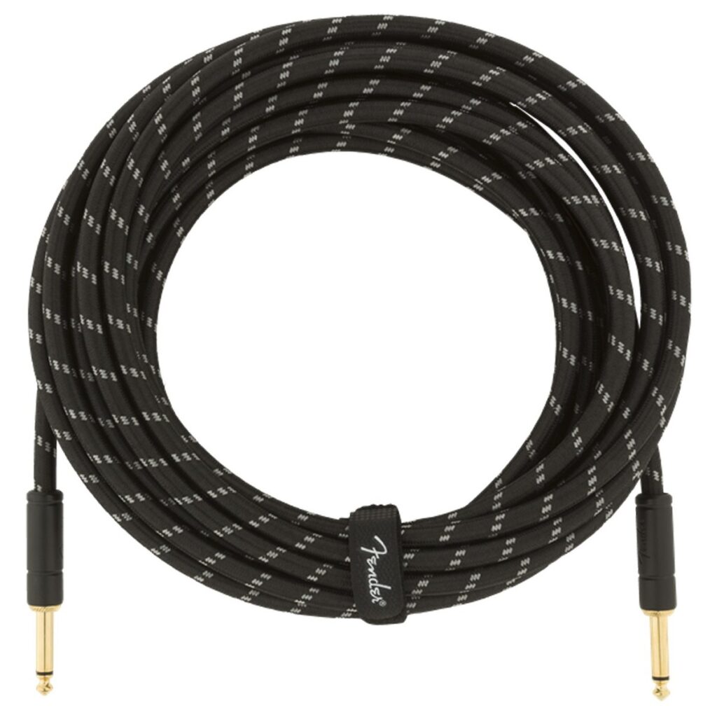 Fender Deluxe 25ft Straight Instrument Cable Black Tweed